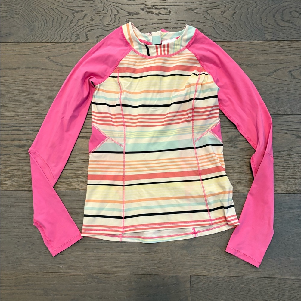 Ivivva by Lululemon girls pink rash guard swim top sz 10 new